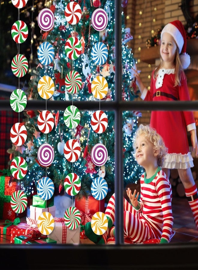 Faccito 8 Pcs Christmas Peppermint Candy Hanging Decorations Christmas Ceiling Decorations Paper Garland for Xmas Party Winter Holiday Birthday Decor(Mixed Candy) - Image 4